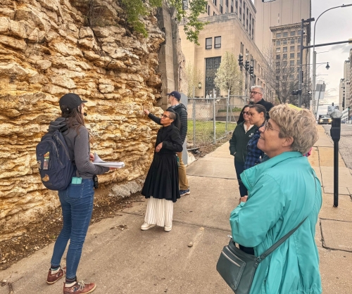Library staff took a preview Urban Hikes KC tour in 2025 in the Library district.