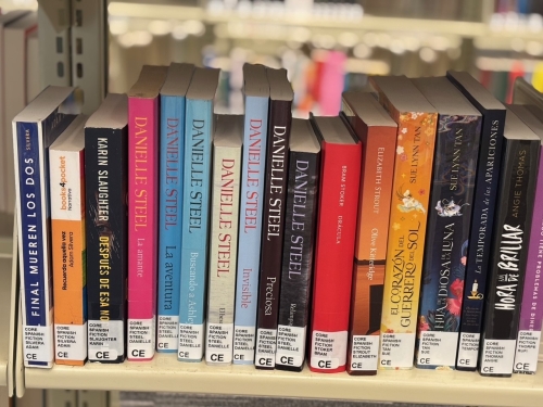 A selection of books in Spanish in the World Languages Collection at the Central Library.