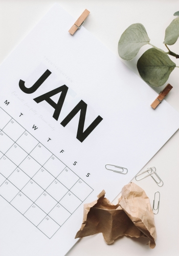 A page from a calendar with January at the top.