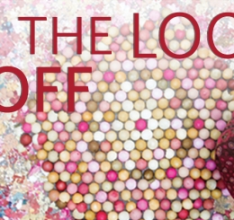 woman in glitter with hexagon made of colored balls