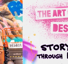 photograph of Desiree Kelly in front of mural