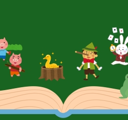 illustrations of children's book characters over book
