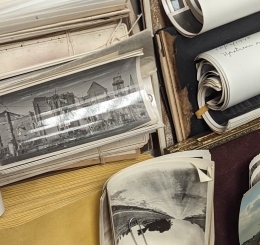 boxes of photographs and papers