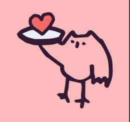 illustrated owl with heart on a plate
