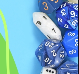 various sided die and castle wall
