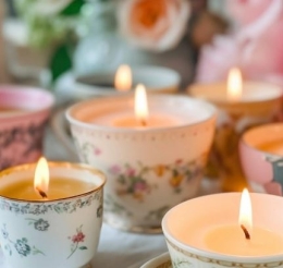 candles made inside tea cups