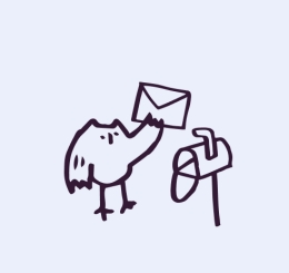 illustrated owl at mailbox
