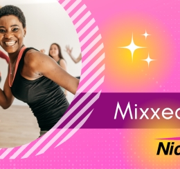 woman smiling in aerobic class