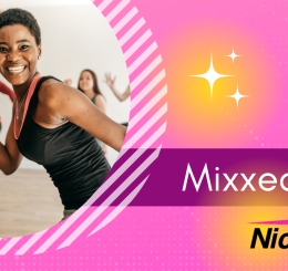 woman smiling in aerobic class