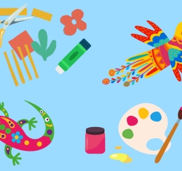 illustrations of various art supplies