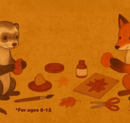 illustration of weasel and fox doing crafts