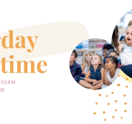 two photos of children at storytime