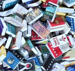 Tiny books in a glass bowl for the Book Bowl Challenge.