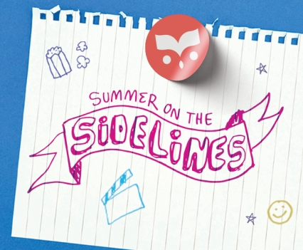notebook paper with doodles and sticker peeling