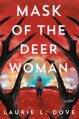 A red hue cover with an Indigenous woman standing in a field with deer antlers in the foreground. 