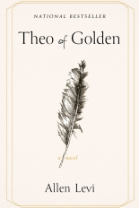 A light golden background with a black and white of a feather in the center