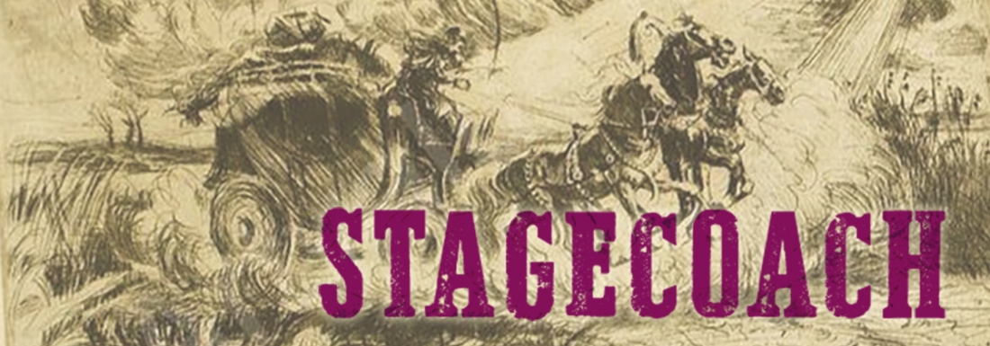 illustration of stagecoach and three horses
