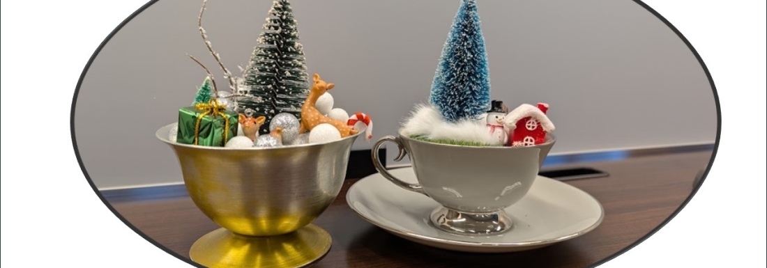 winter fairy garden in cups