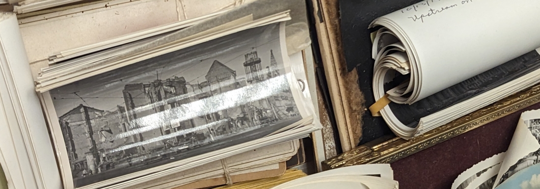 boxes of photographs and papers