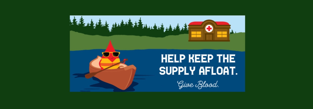 illustration of drop of blood paddling a boat