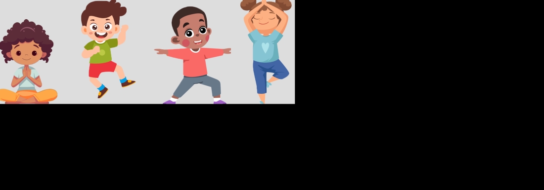 illustrations of 4 children doing yoga