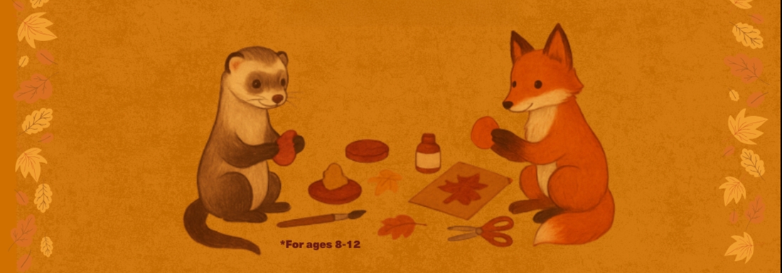 illustration of weasel and fox doing crafts