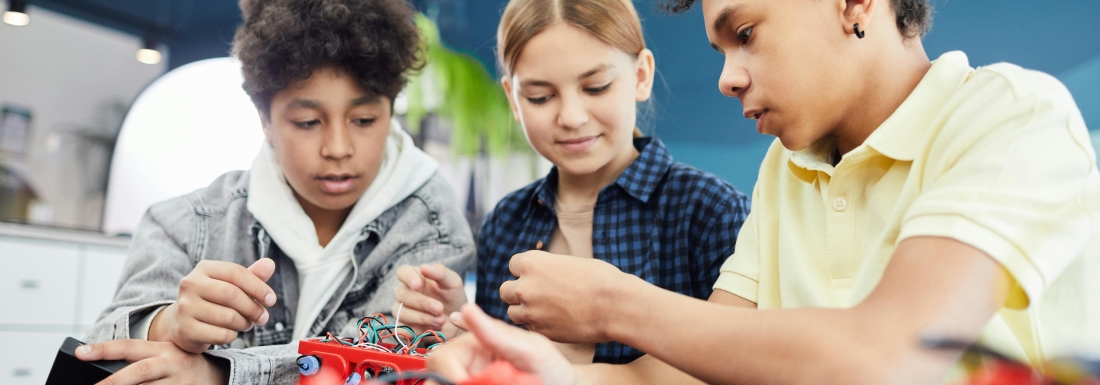 3 children working with wires