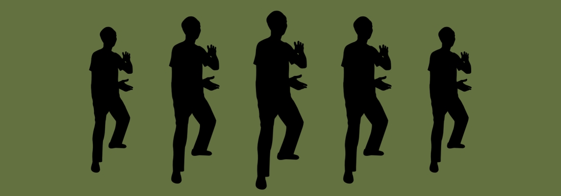silhouettes of person doing Qi Gong