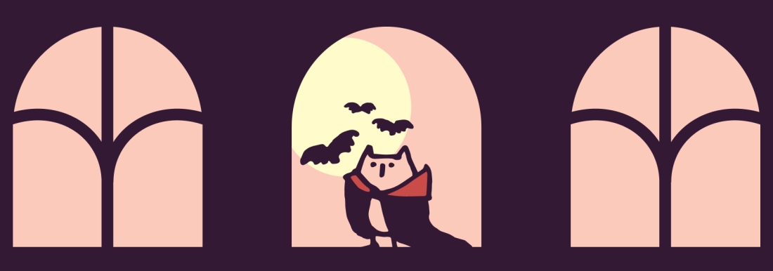 owl and bats with pink background