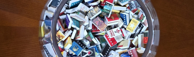 Tiny books in a glass bowl for the Book Bowl Challenge.