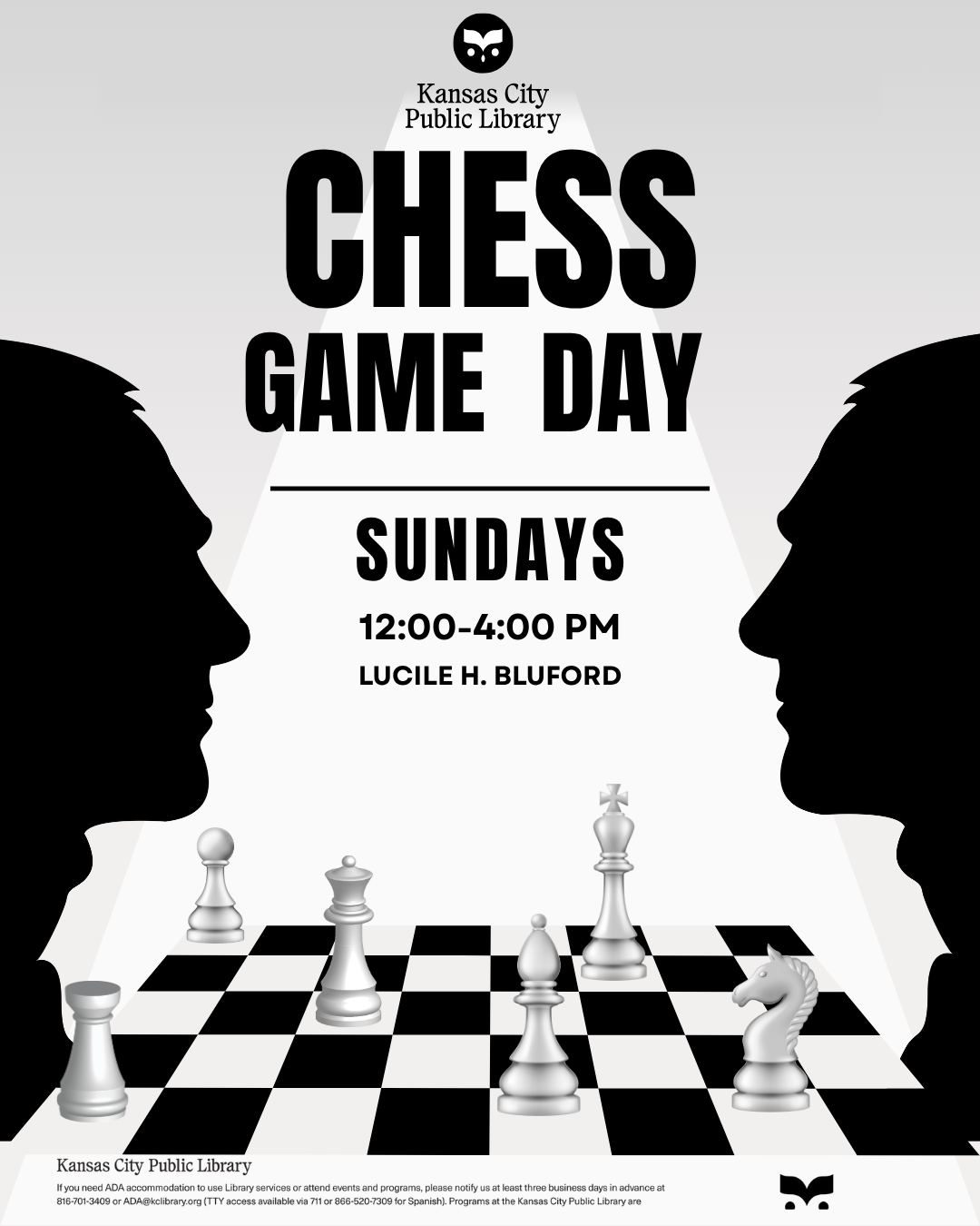 silhouettes of profiles playing chess with only white pieces