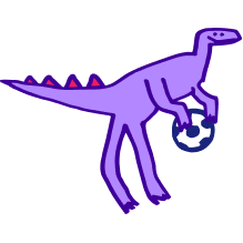 illustrated "dinosaur" and soccer ball