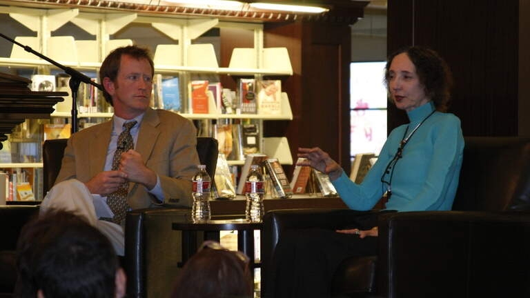 Whitney Terrell and Joyce Carol Oates in conversation at the Kansas City Public Library, 2010.