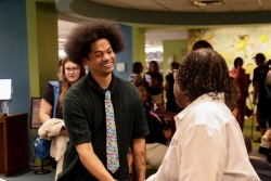 man and woman shaking hands