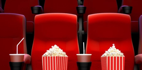 movie theater seating with refreshments