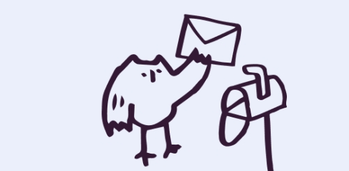 illustrated owl at mailbox