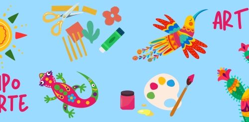 illustrations of various art supplies